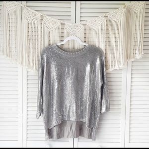 CLUB MONACO Silver Foiled Pullover Sweater sz XS